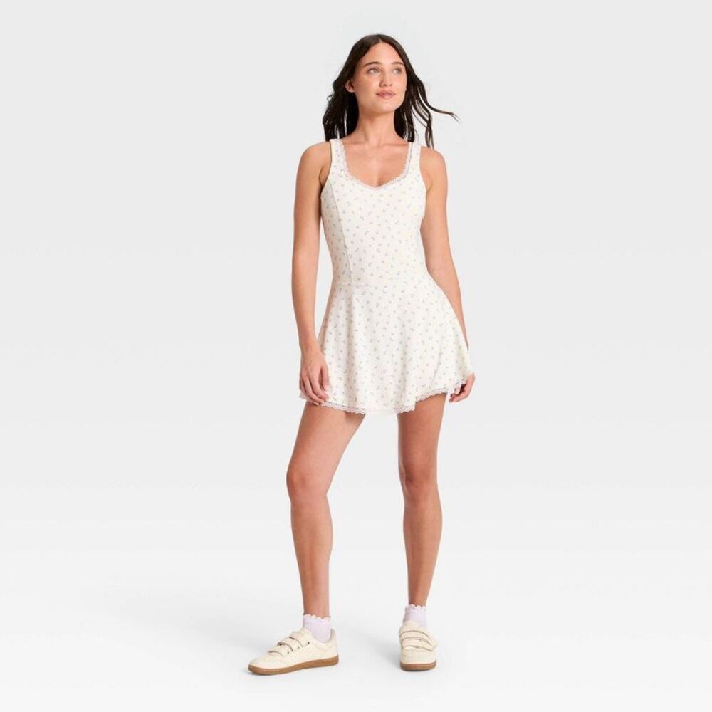 Women's Active Lace Trim Dress - JoyLab Light Blue Floral S